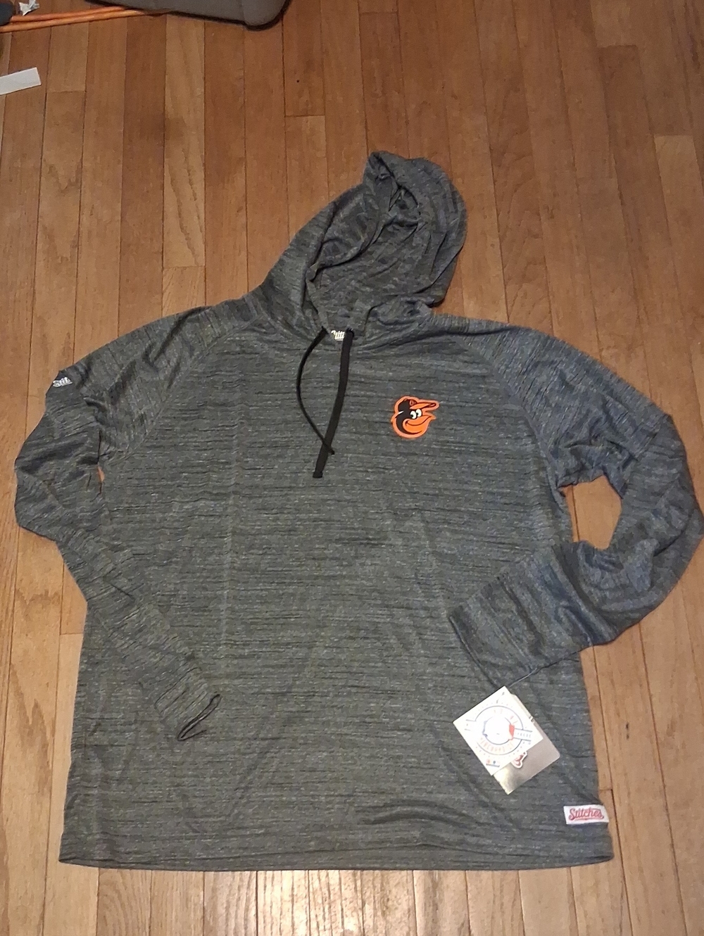 Baltimore Orioles Gray Performance Hooded Long-Sleeve Shirt mens xl stitches